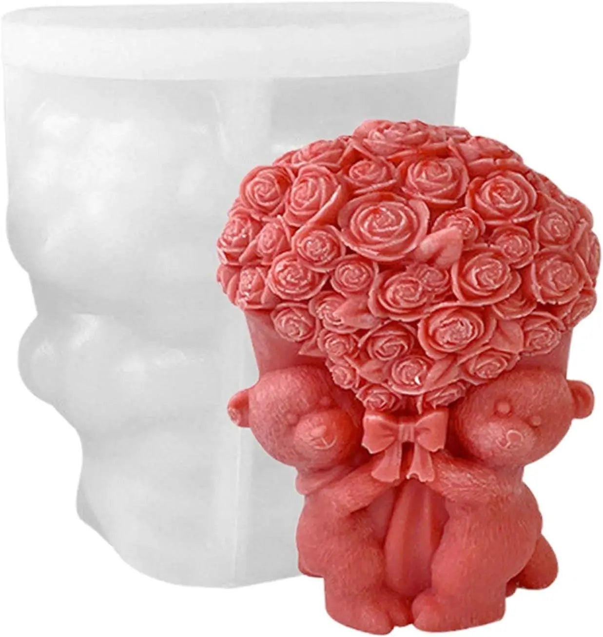 Bear Silicone Love Diamond Rose Candle Mold Fit for Cake Candle Soap Jewelry Making Handmade Resin Craft Home Decorating