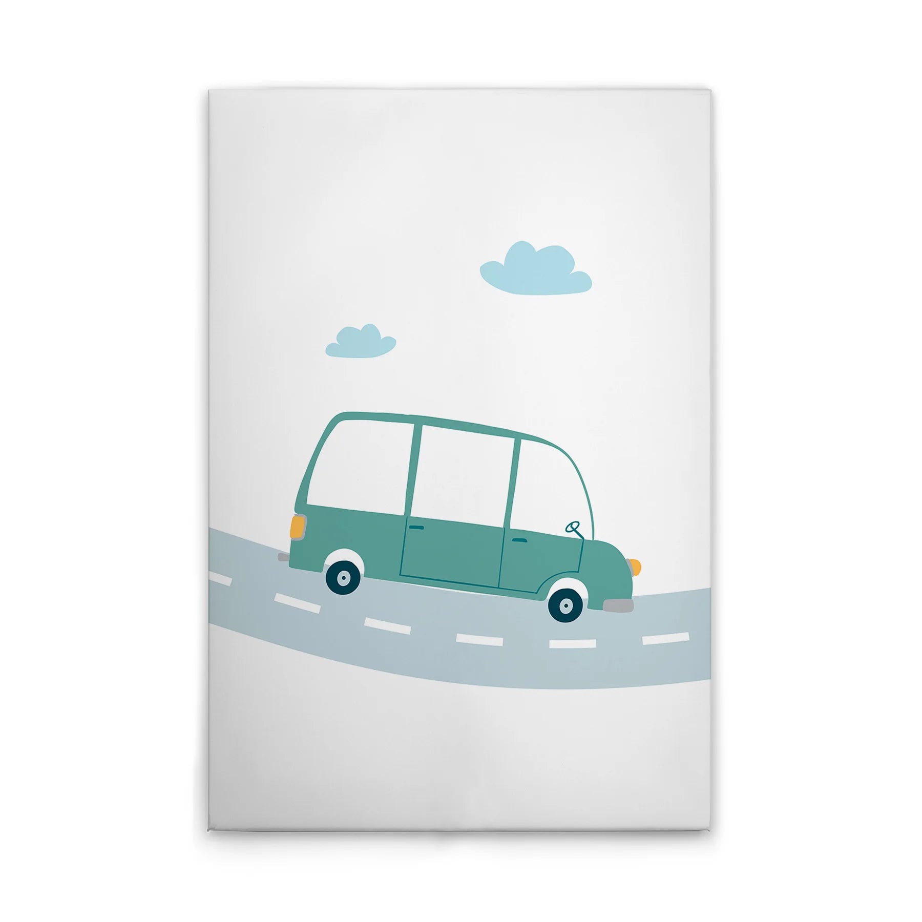 Made In Germany - Home Decor Canvas Picture Children'S Room Cars - Wall Painting Mural In White And Green - Stretcher Frame Art