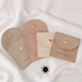 PUPPYSEW Custom Khaki Microfiber Jewelry Pouches Jewelry Packaging Button Pouch Bags Handmade Round Jewelry Pouch with Logo