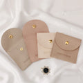 PUPPYSEW Custom Khaki Microfiber Jewelry Pouches Jewelry Packaging Button Pouch Bags Handmade Round Jewelry Pouch with Logo