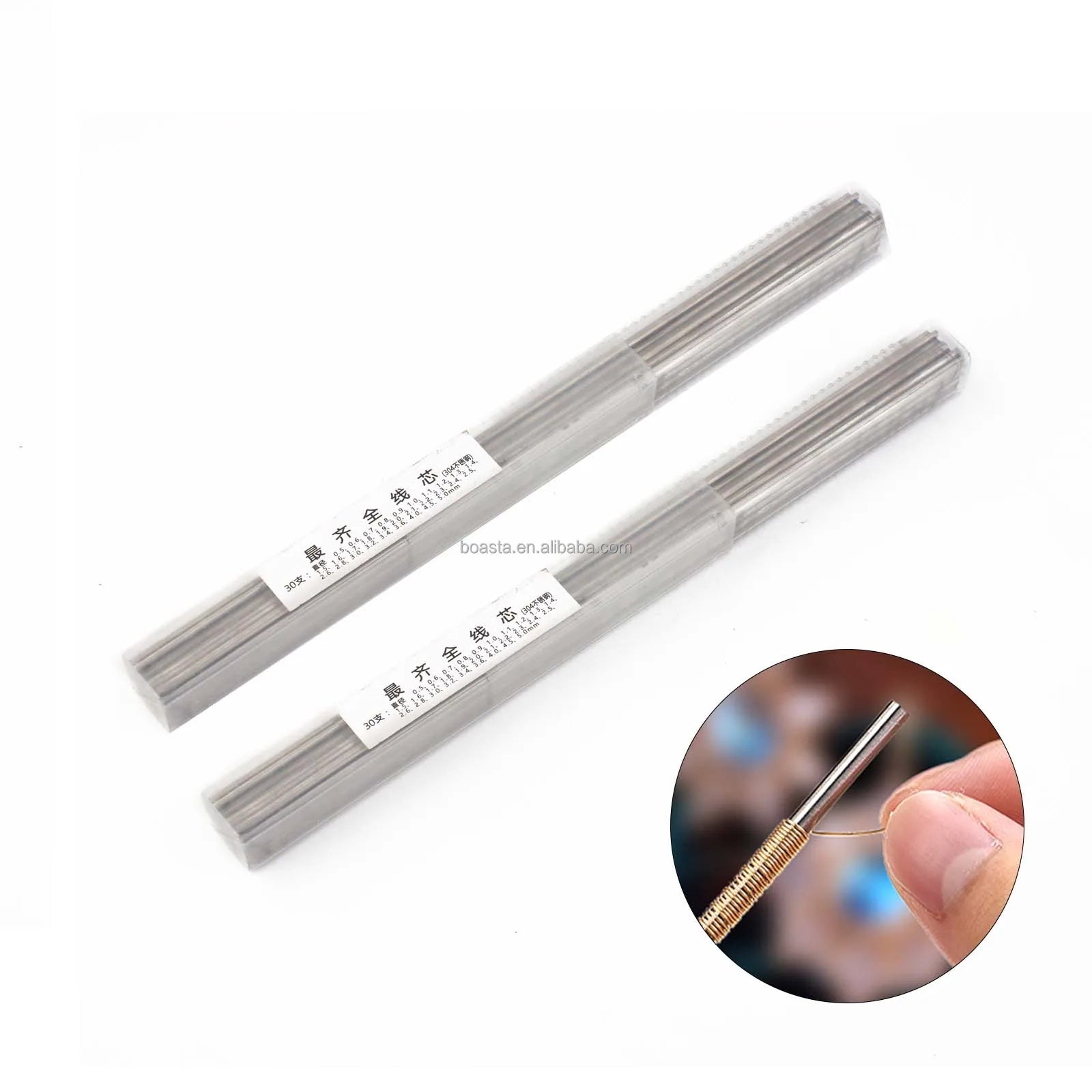 Boasta 30Pcs 220mm Stainless Steel Wire Rods 0.5-5.0mm Solid Winding Core Sticks for Jewelry Making & Metal Craft