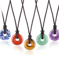 Handmade High Quality Amethyst Necklace Minimalist Donut Peace Buckle Pendant Braided Unisex Crystal Jewelry for Everyday Wear