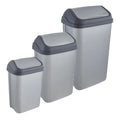 Pack of 3 Swantje 10/25/50 liter sliding lid bins in silver