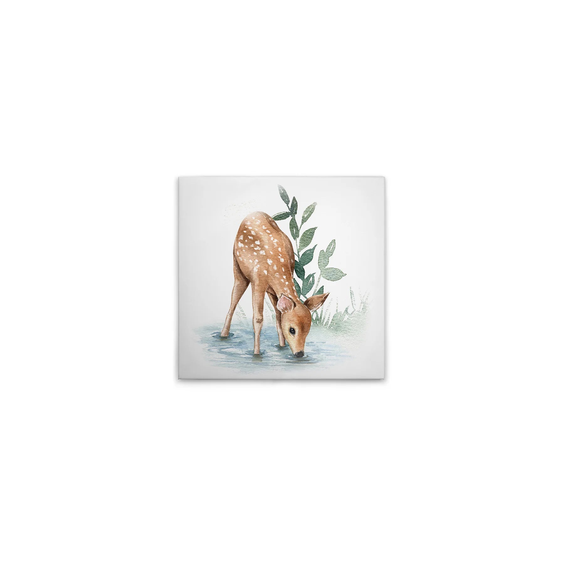 Made in Germany Modern Forest Animals Wall Mural-Hanging Canvas with Stretcher Frame Blue Brown Colors Wedding Occasion