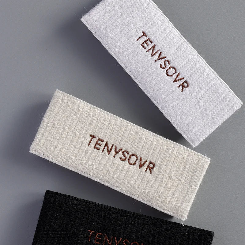 Factory Direct Damask Neck Labels Personalised Woven End Fold Satin Collar Sew Label with Name Logo for Clothes