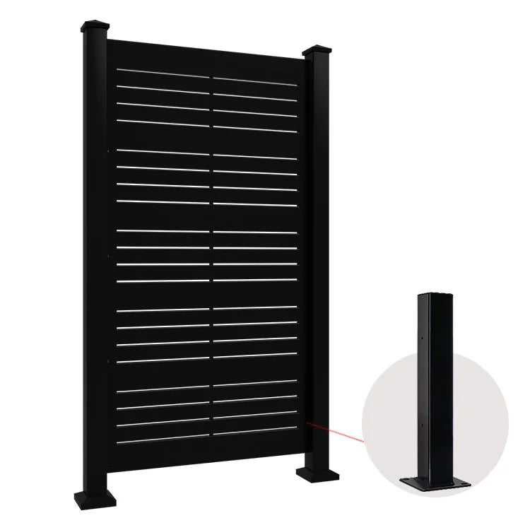 Black Powder Coated Metal Fence Panel Contemporary Aluminum Privacy Screen