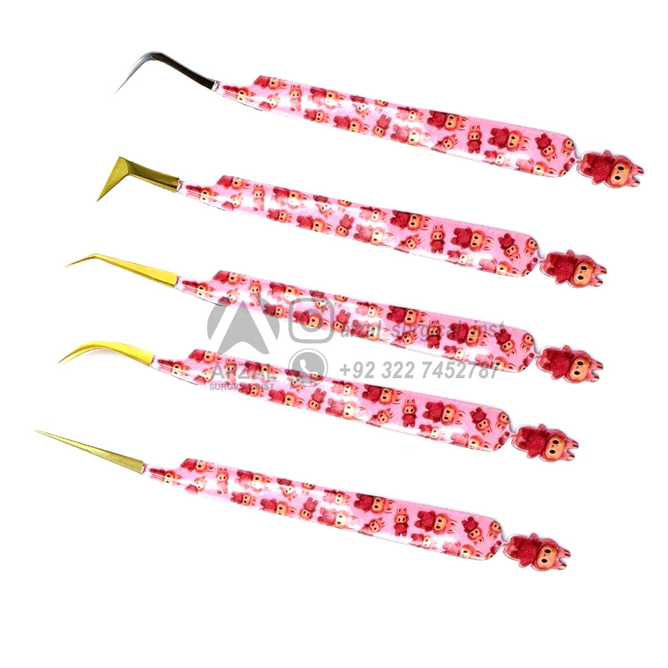 Paper Coated Doll Design Tweezers Collection Private Label Stainless Steel Lash Tweezer Eyelash Extensions Tweezers