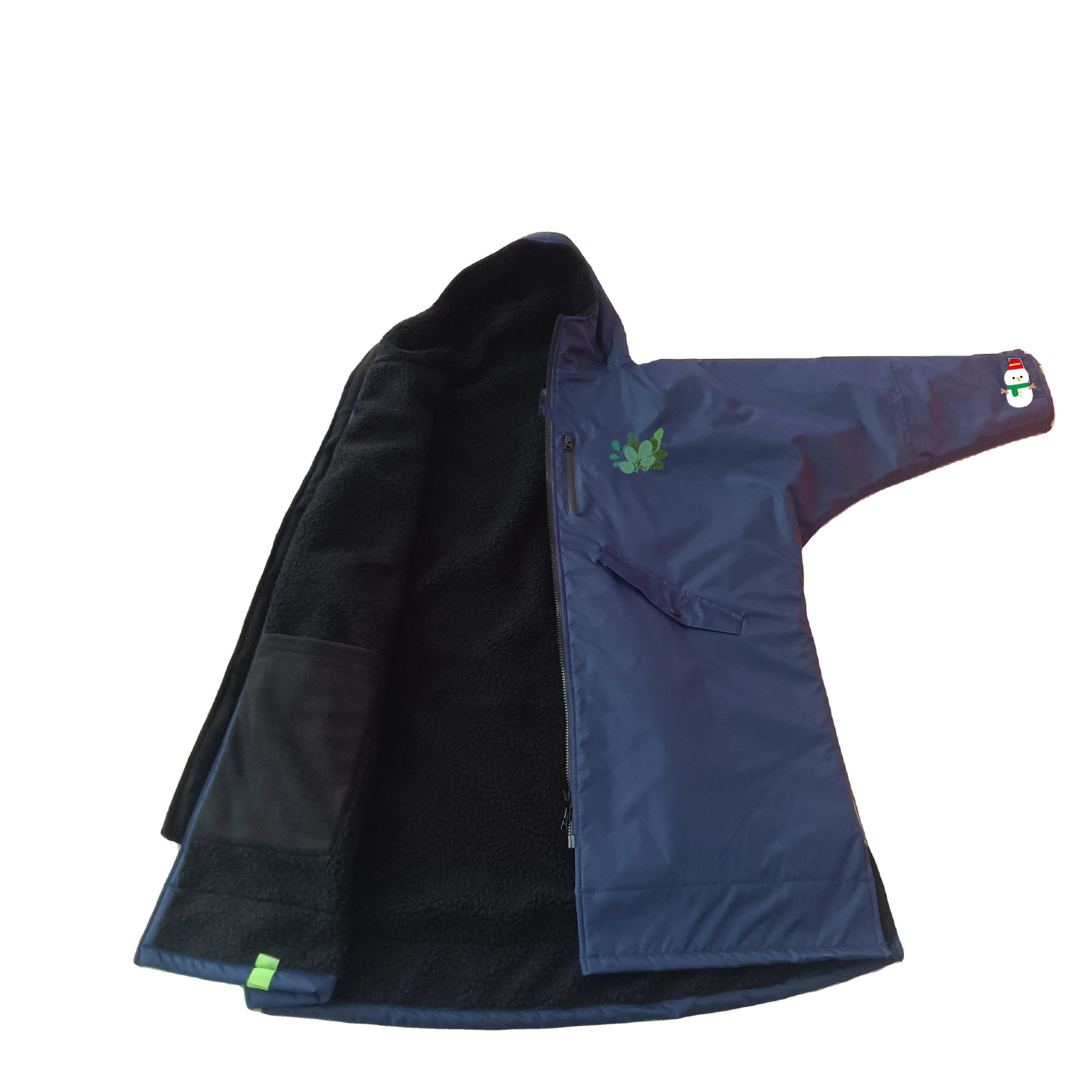 Custom Keep Warm Surf Poncho Waterproof Swimming Sports  Windproof Changing Beach Robe with Fleece Lining