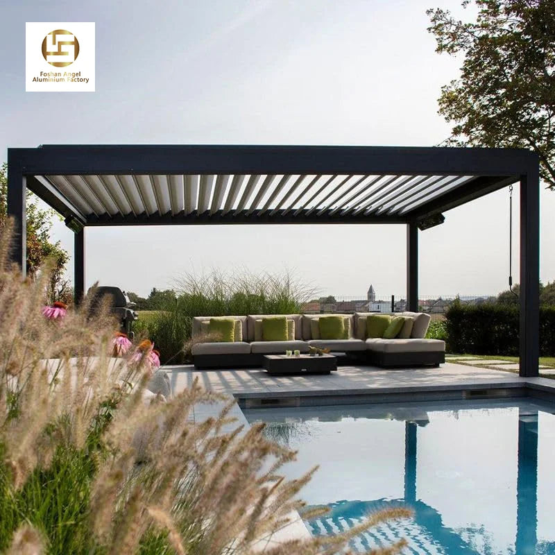 Remote-controlled Motorized Aluminum Bioclimatic Pergola 6x4m Customizable Eco-Friendly Balcony Outdoor Terrace