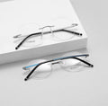 FEROCE Unisex Lightweight Titanium RimlessOval Eyeglasses UltraThin Frame Optical Framesfor Clear Vision Comfortable Daily