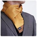 Exve Exclusive Elegant Double-Sided Jacquard Woven Turkey Scarf Gold with Brown Geometric Micro Pattern Traditional Style