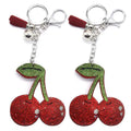 HOT Red Cherry Charm Keychain Keyring Crystal Rhinestone Cute Fruit Female Bag Pendant Accessories Tassel Key Chain Ring Holder