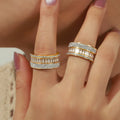 Fenyi Wholesale Jewelry Fashion Retro Non-fading Ladies 18K Gold-plated Multi-layer Diamond Three-dimensional Ring