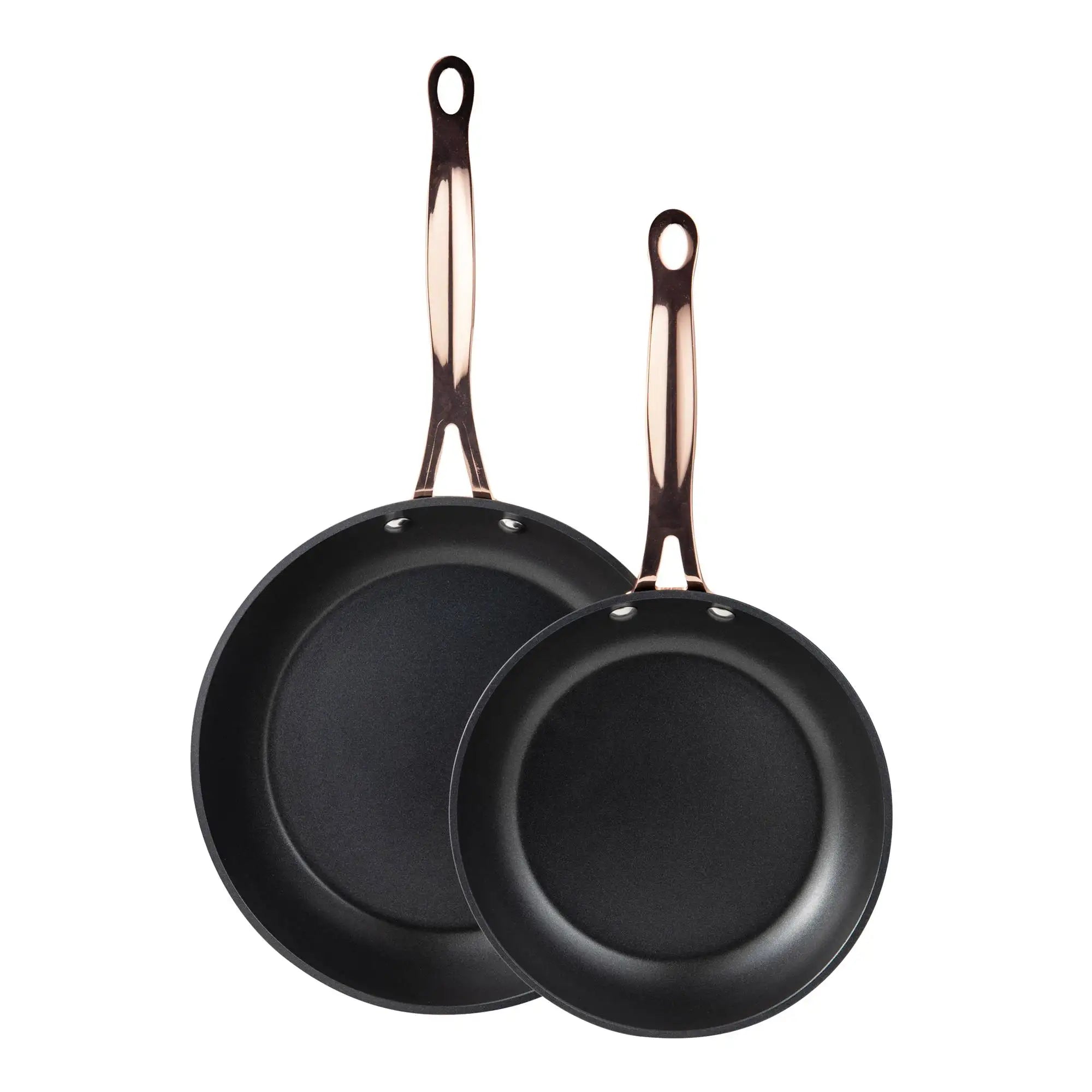Set of 2 Frying Pans 2024cm Forged Aluminum Matte Black Copper Bergner
