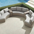 All Weather Hotel Beach Pool Large Round Sofa Set Contemporary Style Patio Set Rattan Corner Modular Sofas Set Outdoor Furniture MegaBDM
