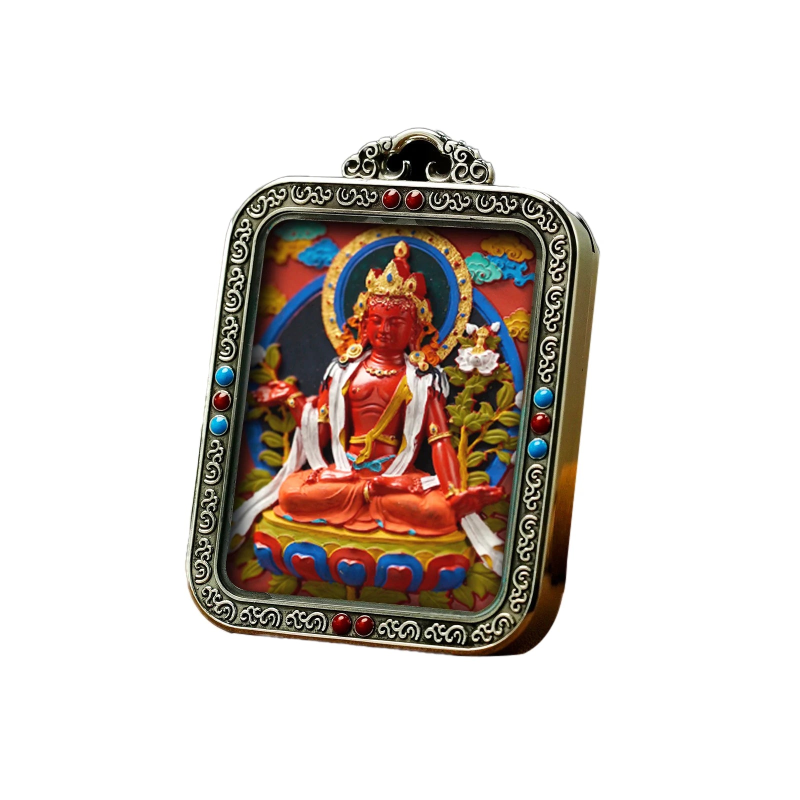 Portable Premium Handpainted  Thangka Pendant Buddha Necklace Mahasthamaprapta Bodhisattva Buddhist Pendants