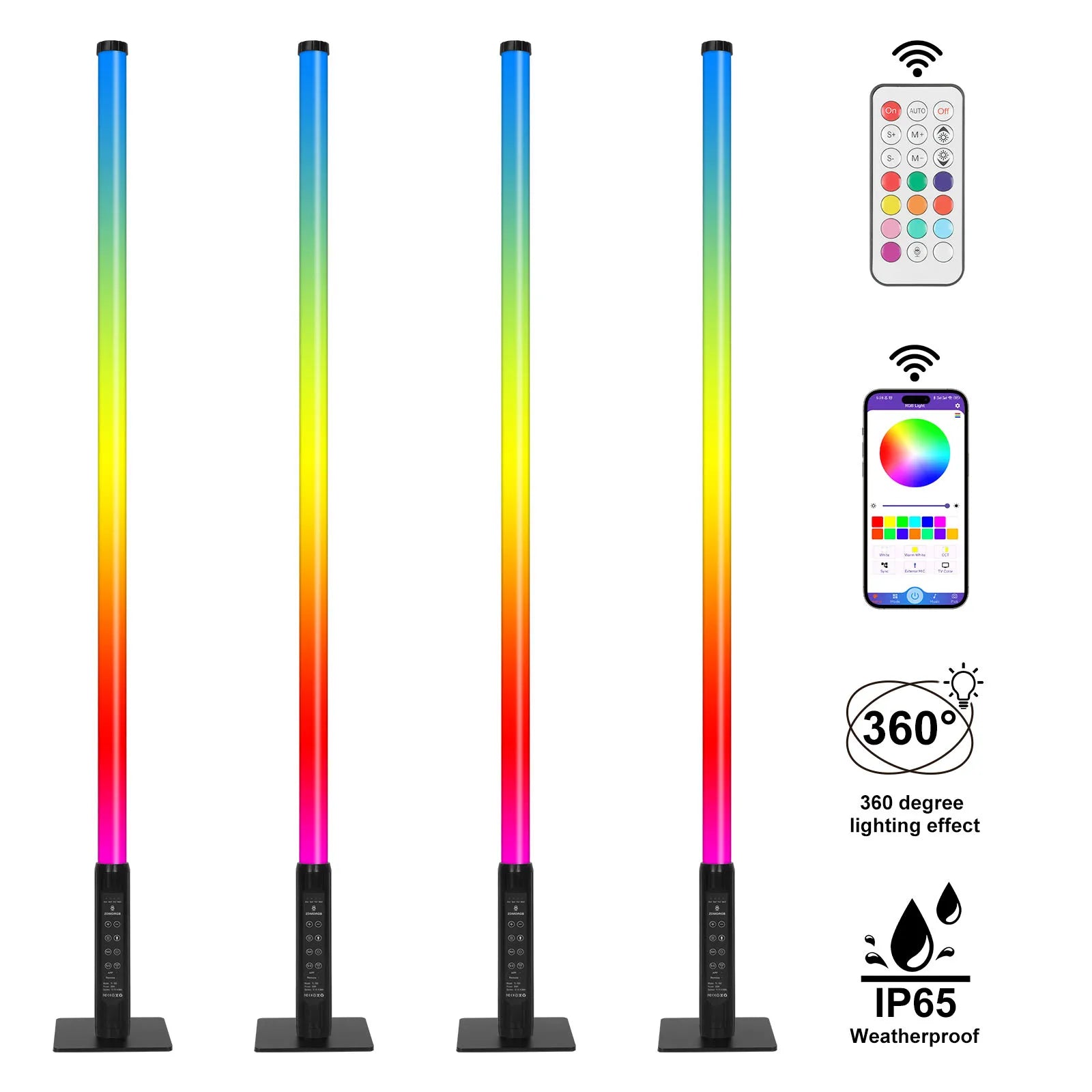 Hot Selling 5ft Pixel Tube Light IP65 Waterproof 360Â° Remote Control LED Lamp for Hotel Concerts DJ Events Live Video Lighting