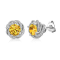 1CT Yellow Moissanite Diamond 925 Sterling Silver Luxury Twisted Knot Cluster Stud Earrings Women Jewelry Destiny Jewellery