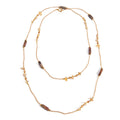 J&D 18k Gold Stainless Steel Yellow Crystal Beaded Necklace 125cm Natural Stone Statement Piece Versatile Styling