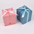 Romantic Rose Flower Boxes Double Folding Box Jewellery Packaging With Ribbon Logo Printed Satin Ribbon Jewelry Gift Box Ribbon