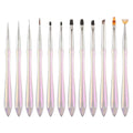 2025 JX New Aurora Transparent Crystal Nail Drawing Brush Plastic Handle Metal Handle Nylon Hair Nail Art Brush Nail Art