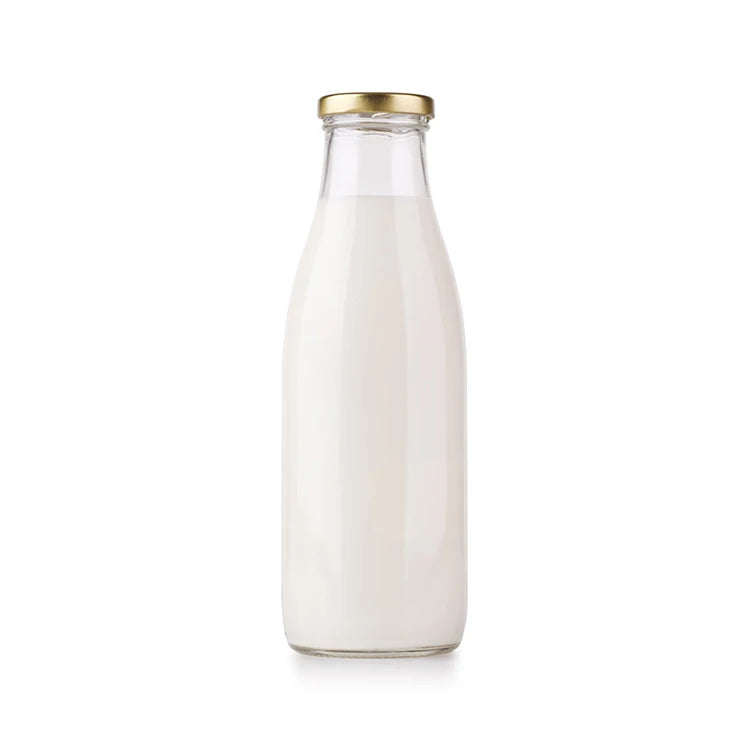 Customized Screen Printed logo Empty Transparent Glass Juice Bottle Metal Cap Glass Milk Bottle 250ml 500ml with Metal Lid