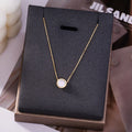 Luxury Minimalist Gold Silver and Rose Gold Plated Pendant Necklace with Zircon Round Shape Pendant Collarbone Chain for Women