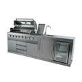Luxury Garden Kitchen with 58L Fridge & Waterproof Cabinets Featuring Stainless Steel BBQ Grill