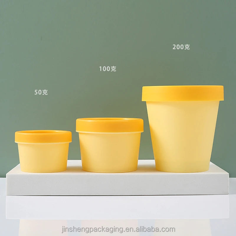 Factory-Colored Personalized Logo Face Cream Jars PP Material Small MOQ 50G 100G 200G Lip Scrub Sugar with Liner Spoon Lid