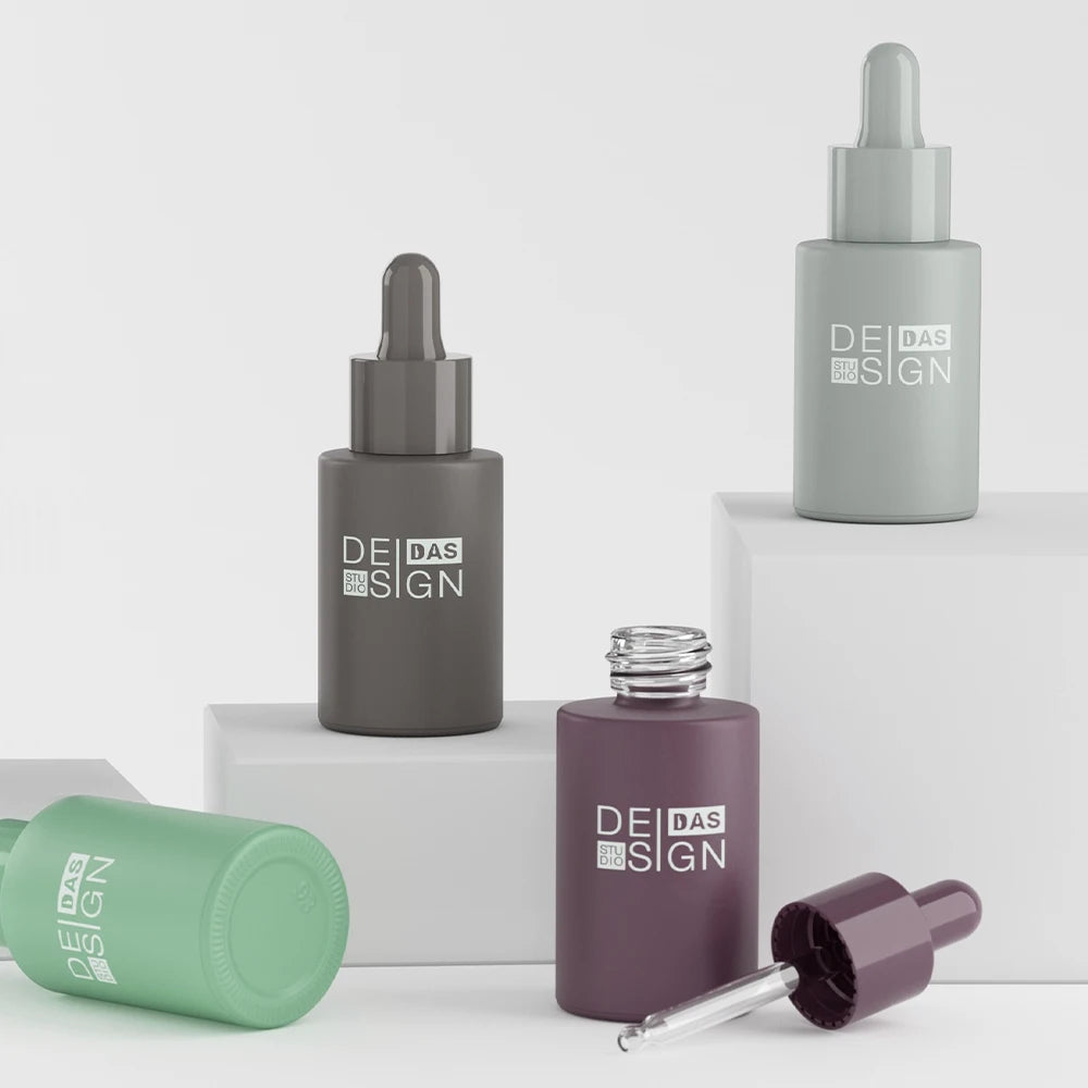 2025 Hot Sale Empty Cosmetic Clear Frosted Glass Body Essential Oil 15ml 20ml 30ml Screw Cap Custom Logo Dropper Bottle