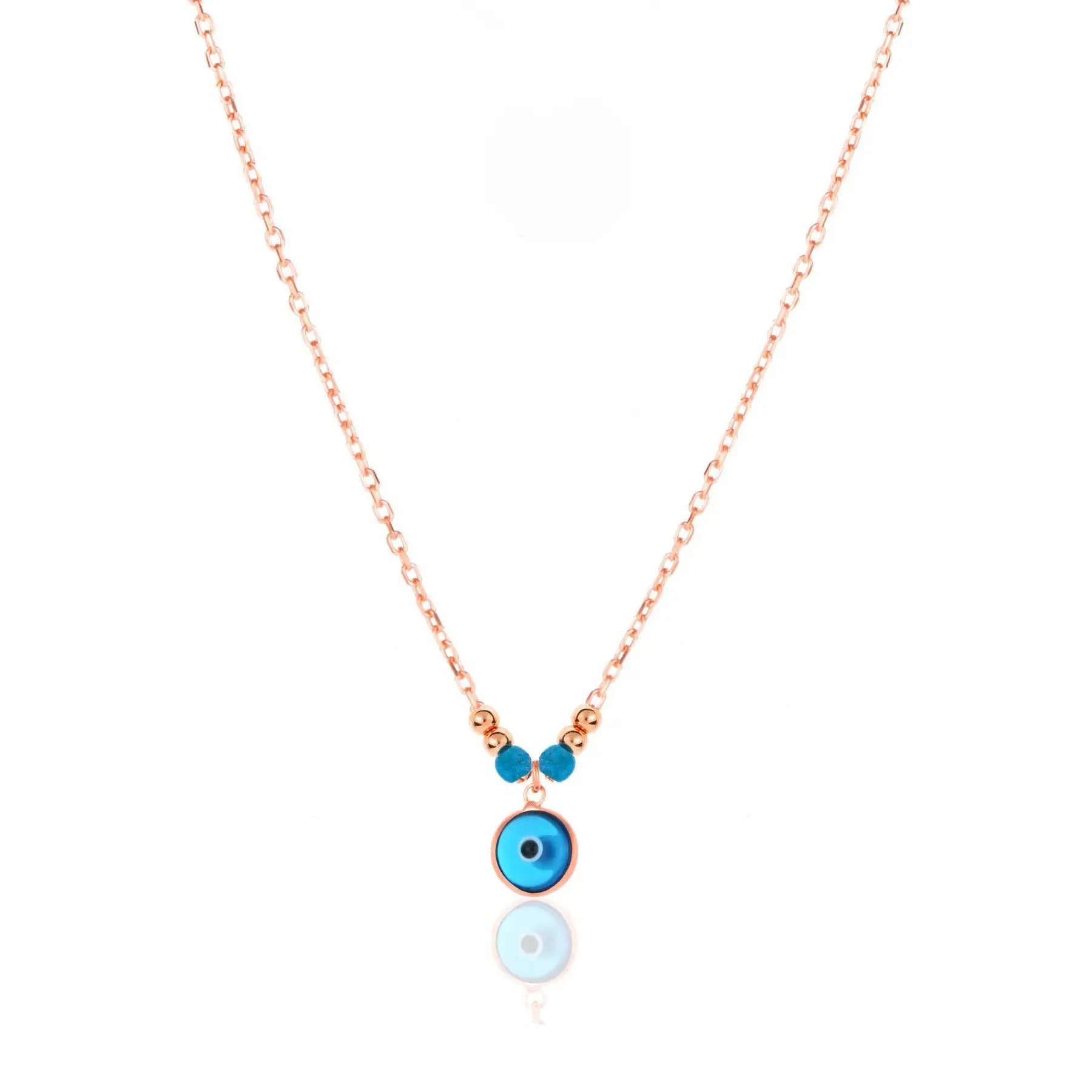 Women's 925 Sterling Silver Turquoise Evil Eye Necklace From Turkey ALK1572