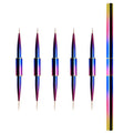 JX High-quality Custom Logo Professional Nail Liner Brush Double-Headed Gradient Bright Metal Handle Crimped Nail Art Oval