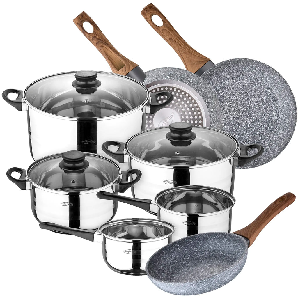 SAN IGNACIO Toledo 8-piece stainless steel cookware set with frying pans (22/24/26 cm) SAN IGNACIO Daimiel forged aluminum