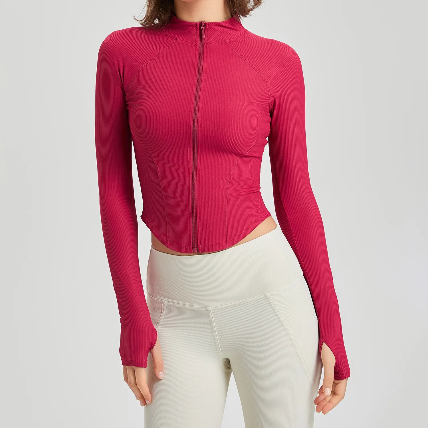 Women's Long-Sleeve Zip-Up Casual Sports Fitness Top RunningSkin-Friendly Breathable Yoga Jacket