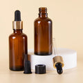 100ml Amber Essential Oil Pipette Golden Dropper Head Glass Bottles Frascos for Skincare Essence Packing