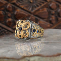 Hot New Men's 925 Sterling Silver Ring Ottoman Style Bi-Color Rhodium and Gold Plating Sale Fine Rings Turkey Model RCEGYT-530
