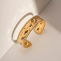Waterproof Gold Plated Dubai Bangles Embossed Hammered Bangle Bracelet Stainless Steel Bangles for Girls
