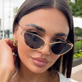 Logo Custom 2025 Vintage Men Metal Small Frame Sun Glasses UV400 Shades Alloy Cat Eye Sunglasses for Women