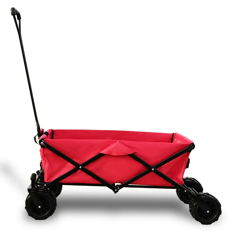 Collapsible Stainless Steel Garden Cart with Wide Wheels Custom Logo Foldable Beach Wagon for Camping Outdoor Platform Structure