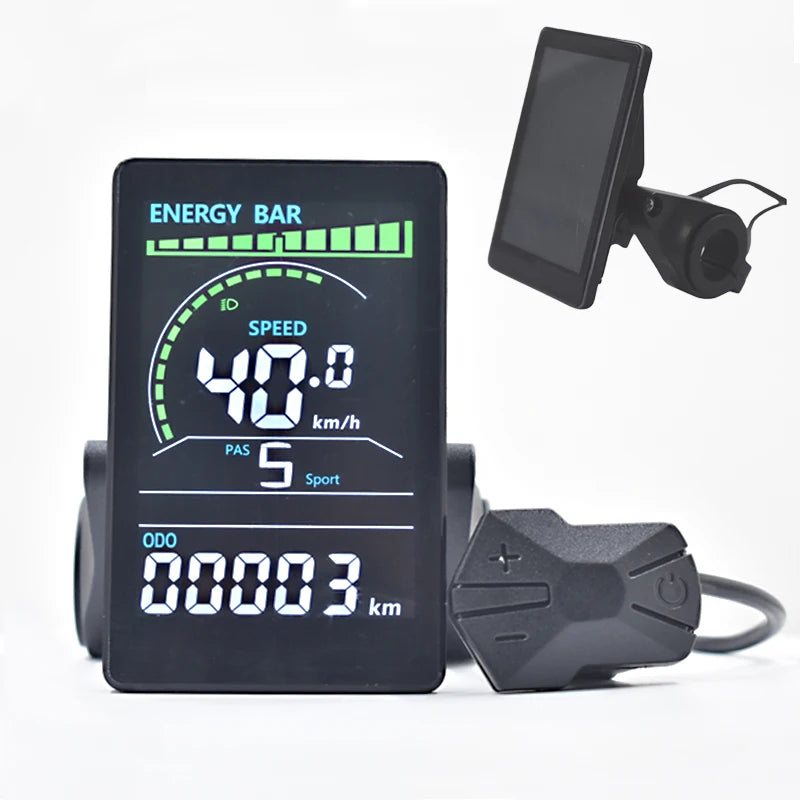 Waterproof 24V/36V/48V/60V Electric Bike Computer with Wired Button Speedometer Digital Stopwatch Odometer Cycling Accessories