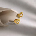 Heart Stud Earrings Hollowed Out Skeleton Design Stainless Steel 18K Gold Plated Office Career Fashion Jewelry Earring MegaBDM