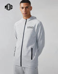 Custom Manufacturer Breathable Winter Sports Casual Embroidered Logo Blank Heather Grey French Terry Hoodies Men Zip 100% Cotton