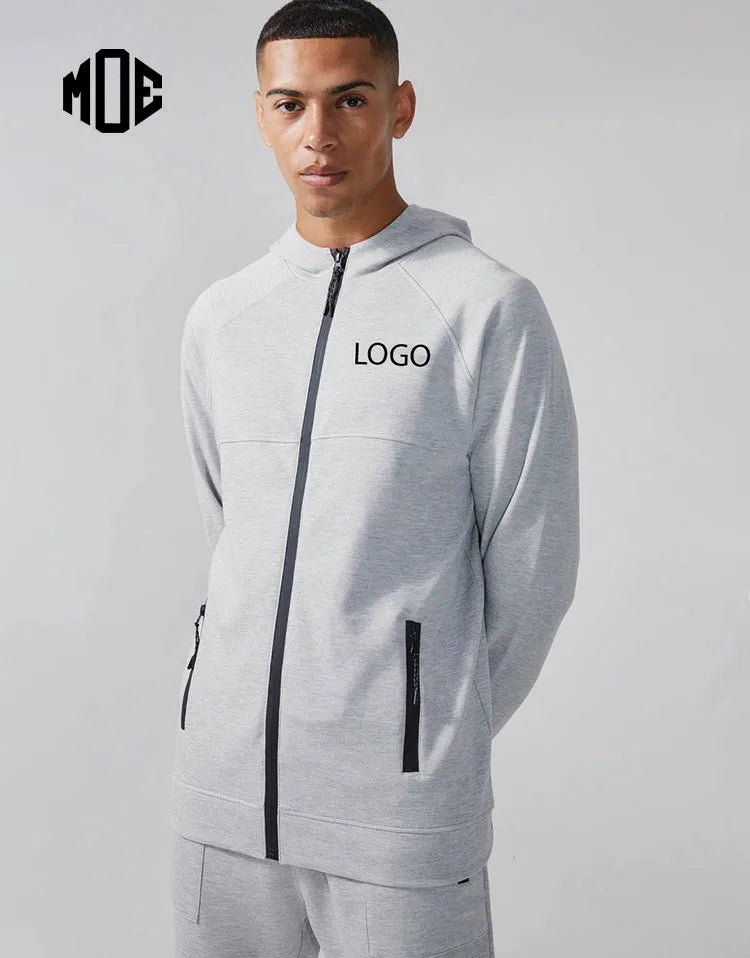 Custom Manufacturer Breathable Winter Sports Casual Embroidered Logo Blank Heather Grey French Terry Hoodies Men Zip 100% Cotton