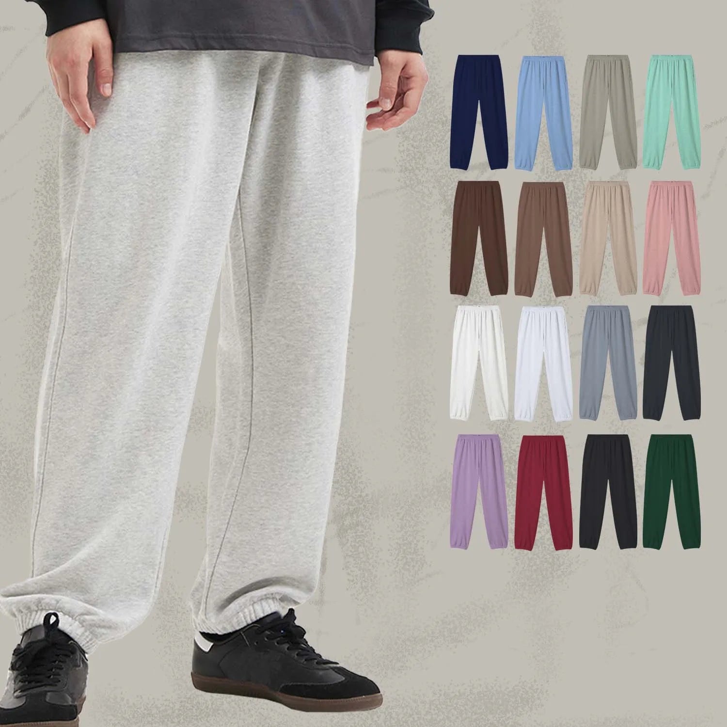 Wholesale 330gsm Custom Logo Sweatpants Baggy Blank Cotton Fleece Mens Sweatpants for Men