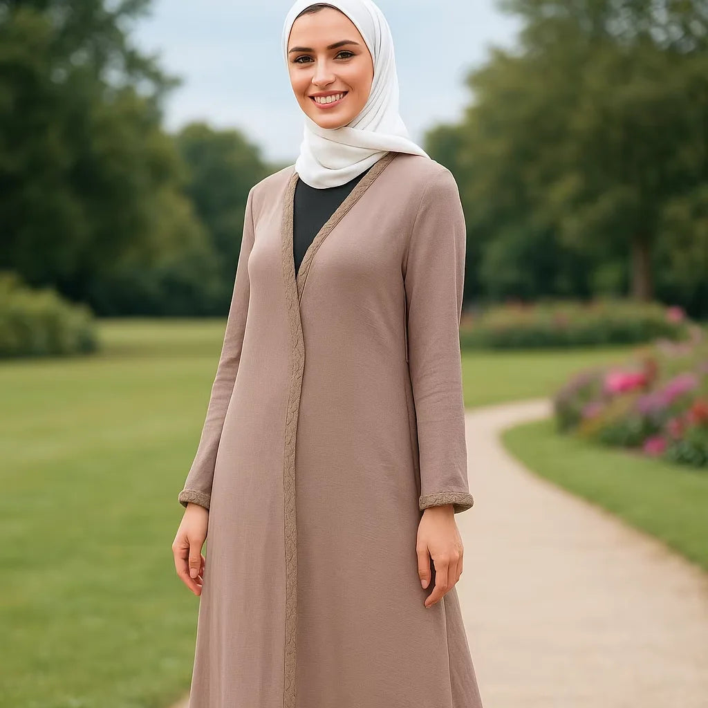 YXA035 2026 Eid Tiktok Ig Modest Abaya Loose Long Coat Unique Rattan Design Solid Color Factory Price Wholesale