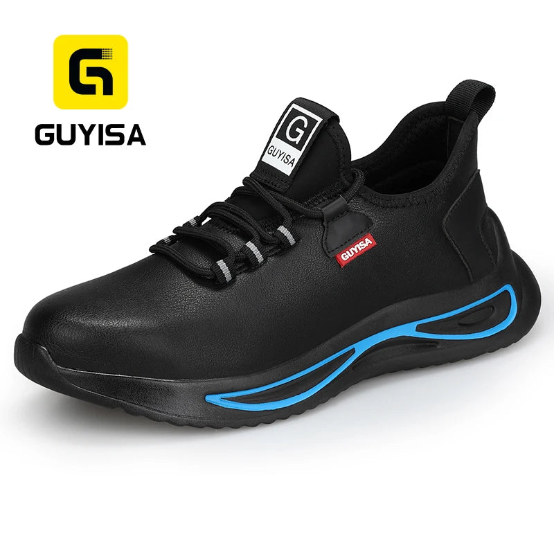 GUYISA Outdoor sports safety shoes waterproof microfiber leather surface wear-resistant rubber sole steel toe safety shoes
