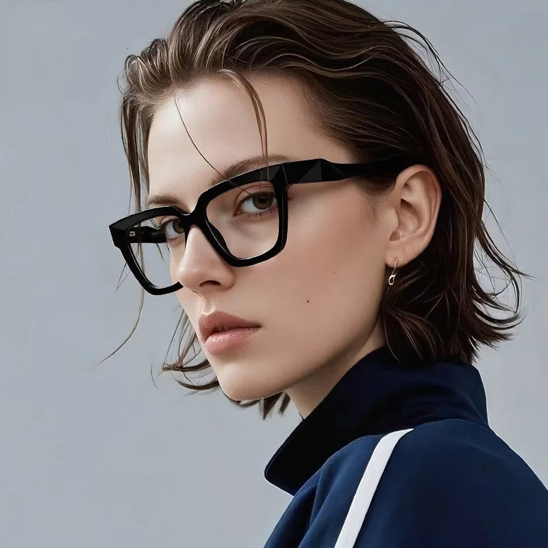 European American Personalized Square Anti-Blue Light Full Rim AC Lens Retro Artistic Simple Glasses Frame