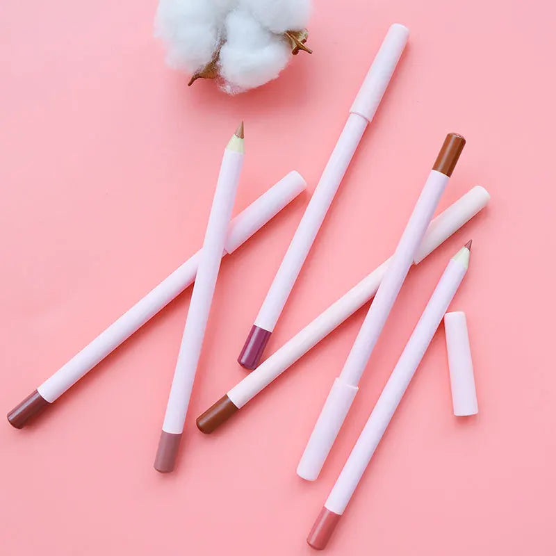 Custom Waterproof Long Lasting Brown Creamy Peel Off  Lip Stain Lip Liner Pencil Private Label with Pink White Black Packaging