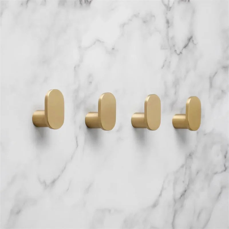 Gold Robe Hook Space Aluminum Wall Mounted Adhesive Hat Key Hooks Coat Towel Holder Home Decor for Kitchen Bathroom Accessories