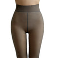 Fashion Women's High Waist Stirrup Transparent Knitted Thermal Fleece Lined Warm Pantyhose Leggings